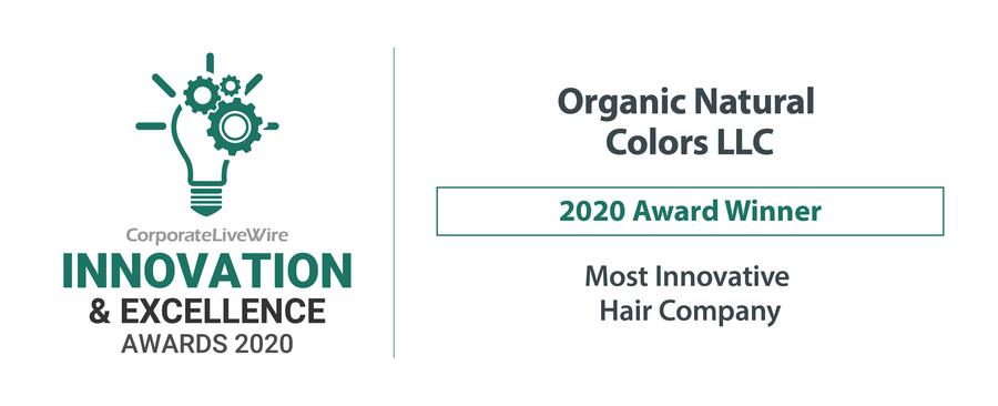 CorporateLiveWire Innovation & Excellence Awards 2020 Organic Natural Colors LLC  Winner of Most Innovative Hair Company